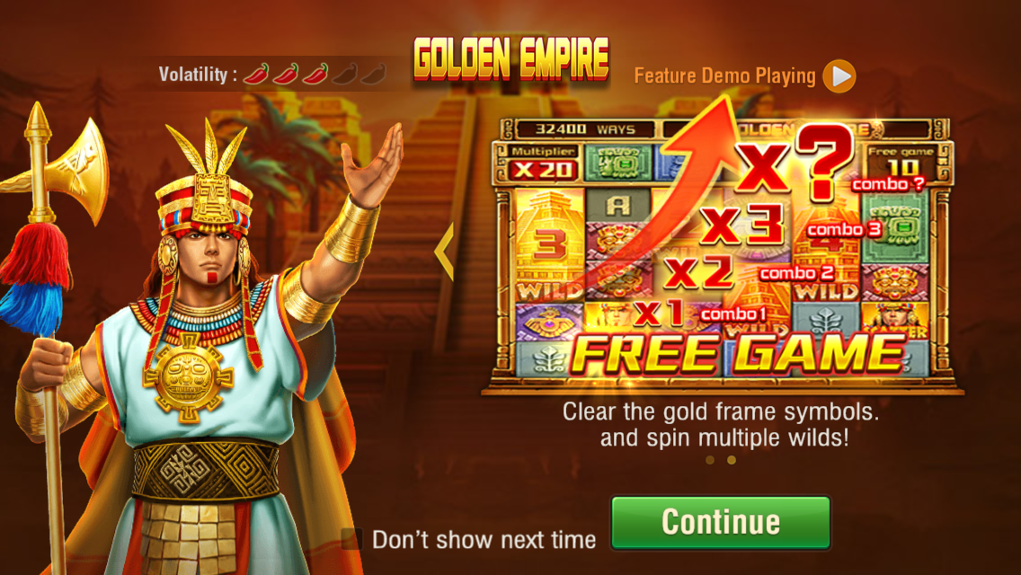 Golden Empire paytable and symbol values
