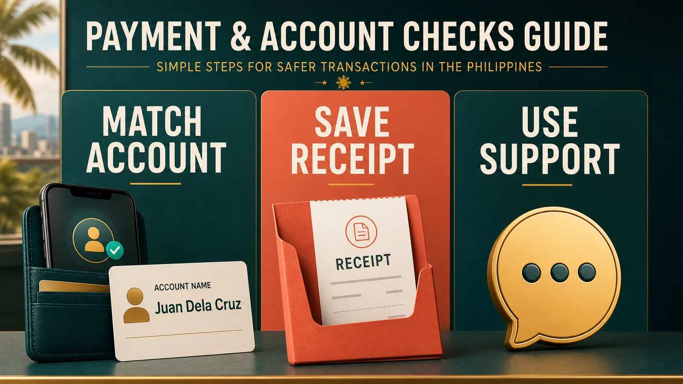 Payment account checks for account match, receipt record, and official support