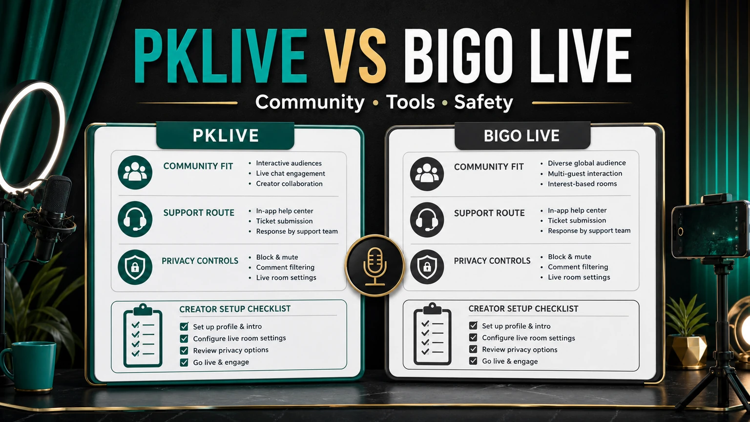 PKLive vs BIGO Live: Community Fit, Tools, Safety, and Creator Workflow