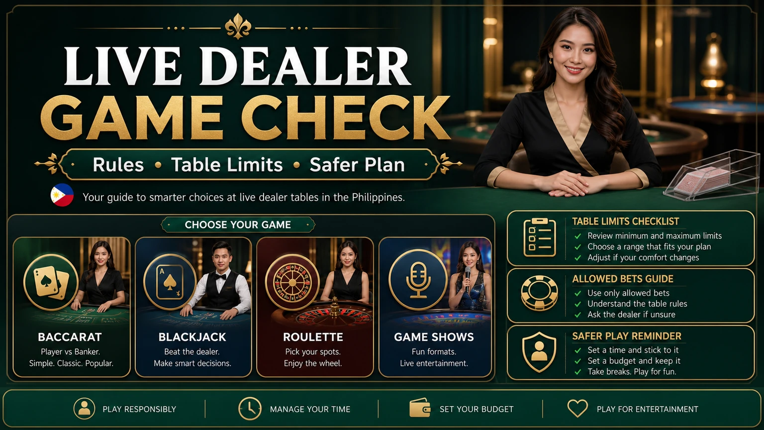 Live Dealer Casino Games in the Philippines: Rules, Table Fit, and Safer Limits