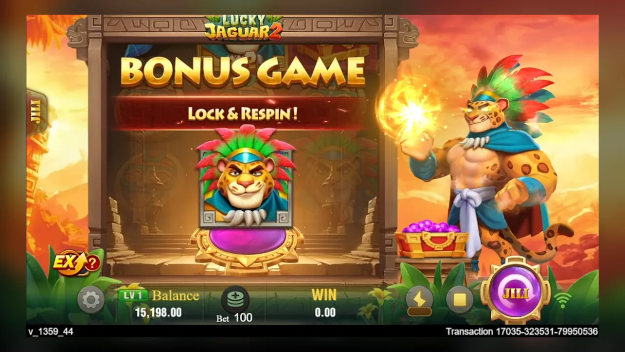 Official Lucky Jaguar 2 Bonus Game and Lock and Respin screen