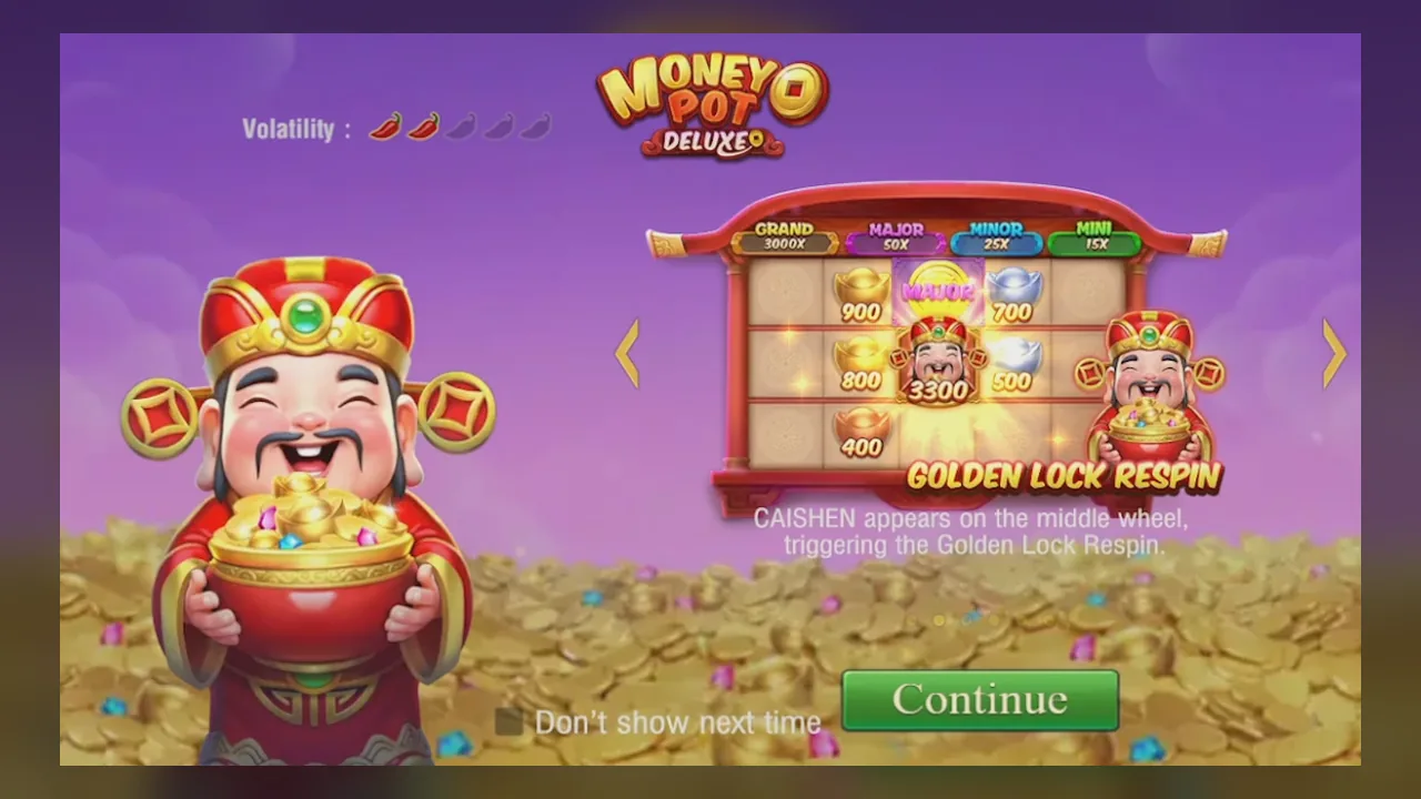 Official Money Pot DELUXE tutorial tying CAISHEN on the middle wheel to Golden Lock Respin