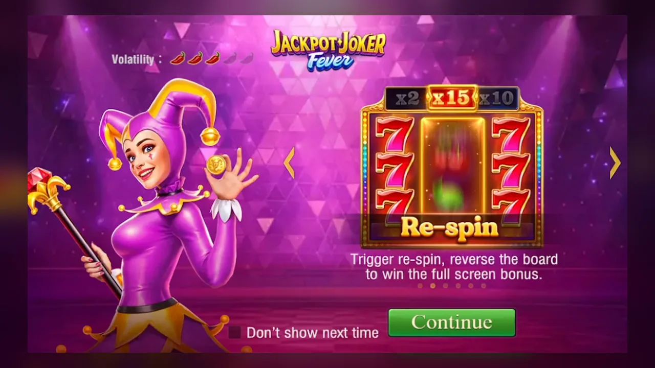 Official Jackpot Joker FEVER respin and full-screen tutorial
