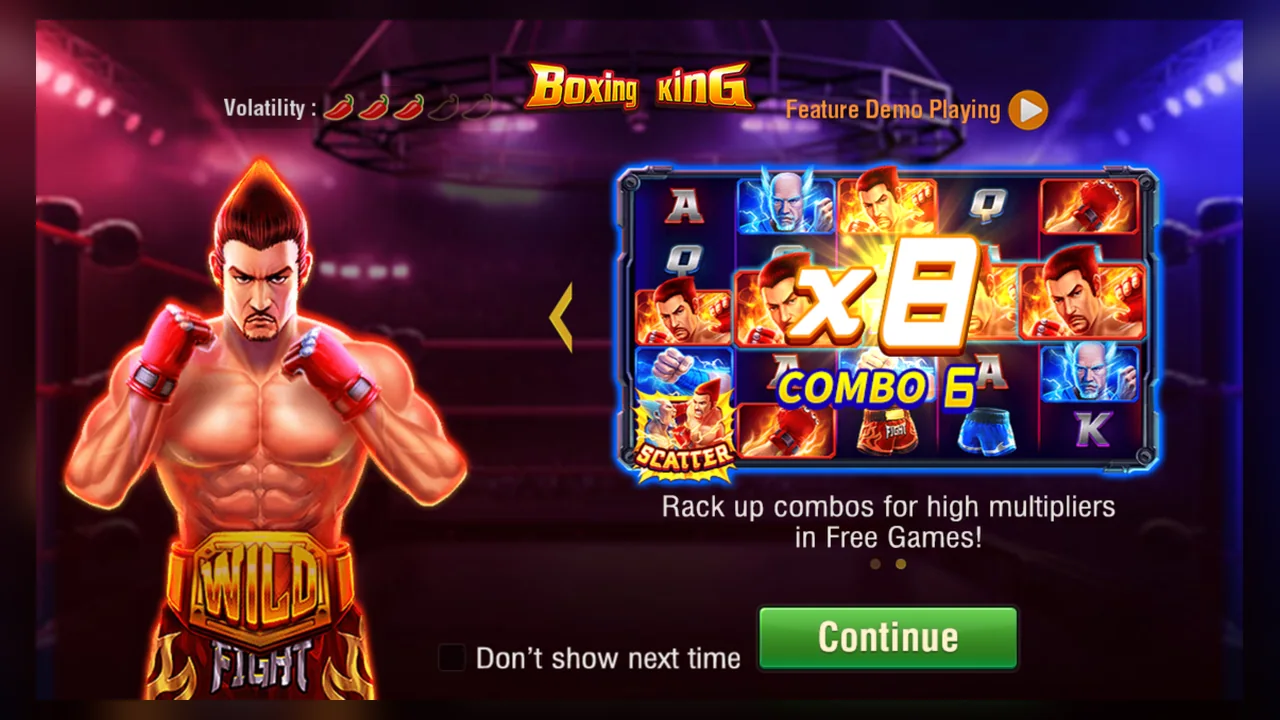 Boxing King official tutorial showing x8 beside COMBO 6